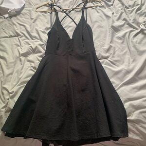 Lulu's Black Backless A-Line Cocktail Dress